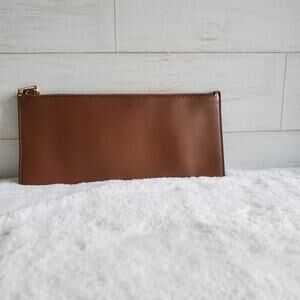 COACH Brown Long Slim Leather Zip Pouch Clutch Wallet